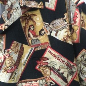 Hawaiian Shirt Cotton Vintage XXL Hula Ukelele Made in USA